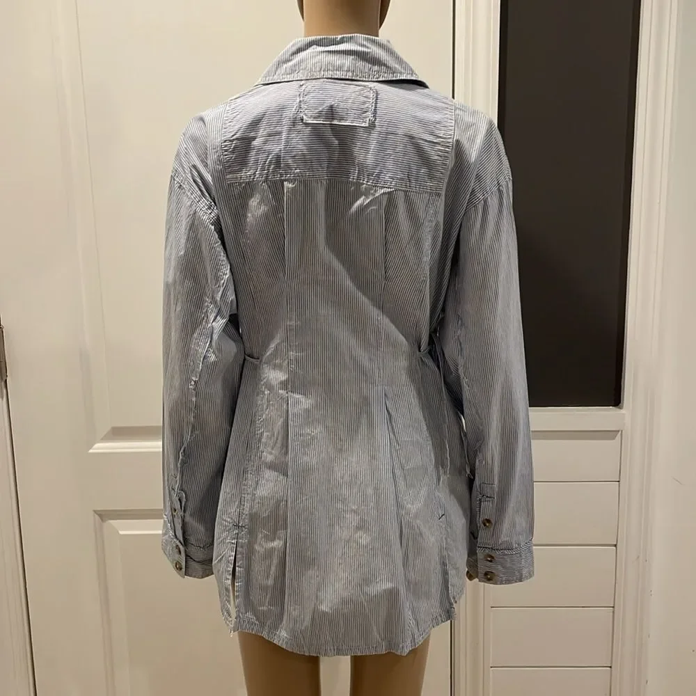 NWT Marten Oxford Stripe Top in Blue Combo FREE PEOPLE size S